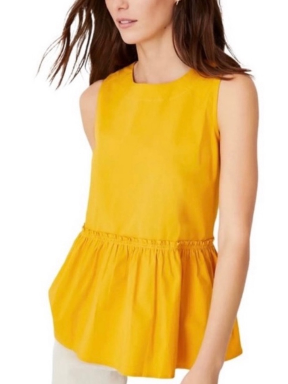 Ann Taylor Peplum Hem Tie Back Sleeveless Top